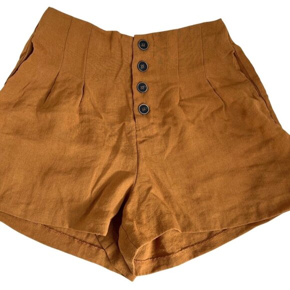 Lulus Pants - Lulus Womens High-Waisted Mustard Button-Front Shorts M